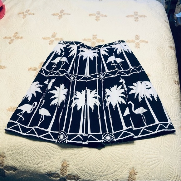 TALBOTS Pleated Flamingo Skirt Navy White - Picture 4 of 8